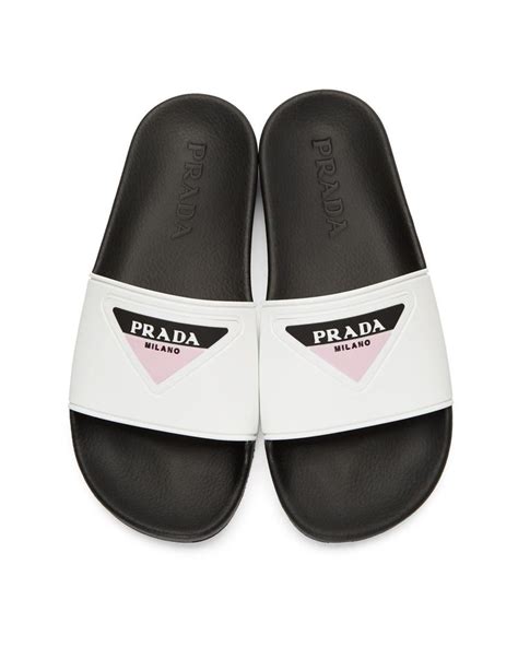 leather prada slides|white prada slides.